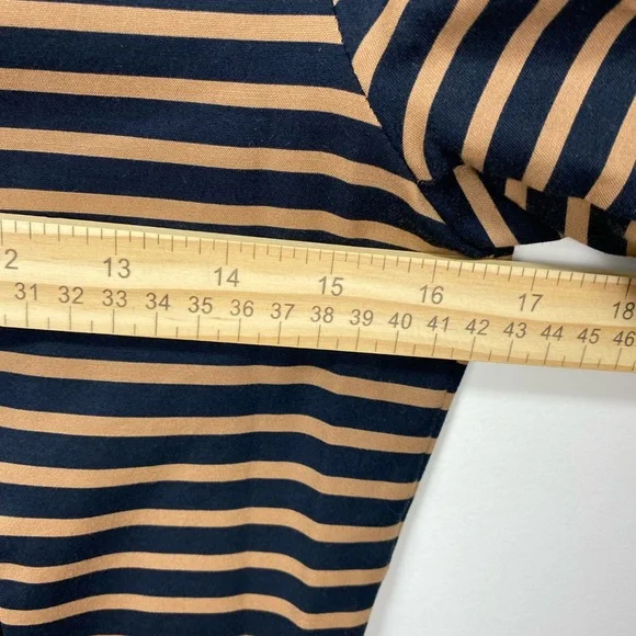 GAP Dress Women 0 Tan Black 3/4 Sleeves Zip Party Holiday Pockets Preppy Striped - Picture 6 of 15